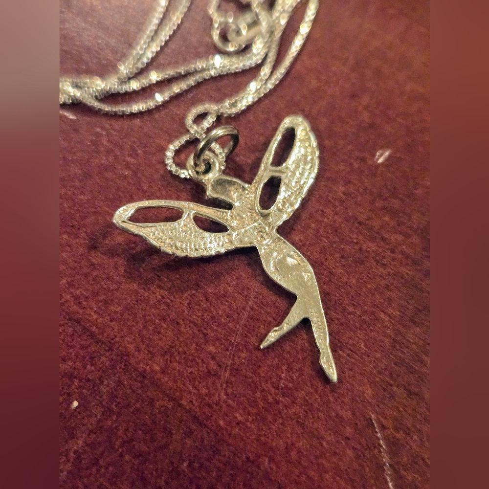 Sterling Silver Winged Fairy Goddess Pendant Necklace - Picture 2 of 8